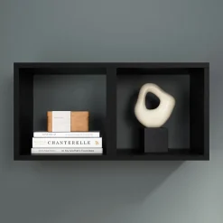Étagère murale cube GoodHome Rigga noir L. 30 cm