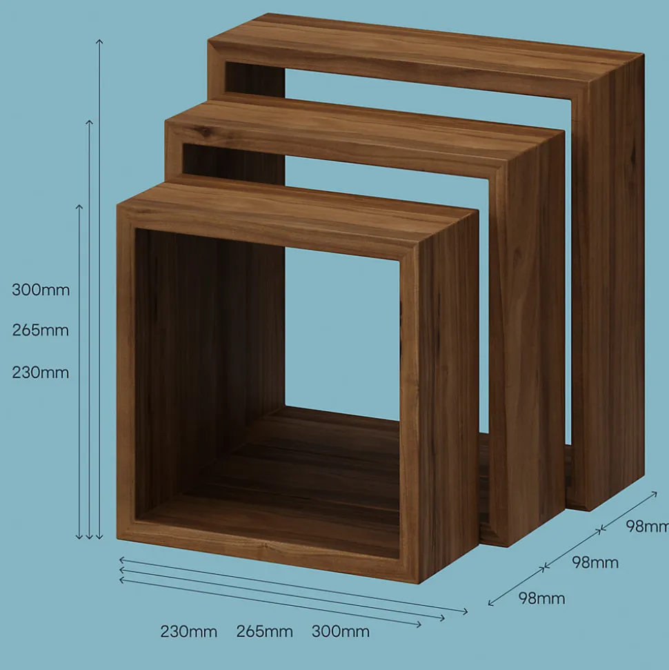 Étagère murale cube modulable Form Rigga effet noyer vendue par 3 pièces