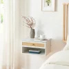 Étagère murale Eiker 40 x 32 x 23 cm blanc aspect rotin en.casa