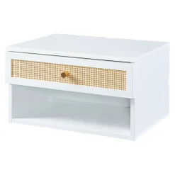 Étagère murale Eiker 40 x 32 x 23 cm blanc aspect rotin en.casa