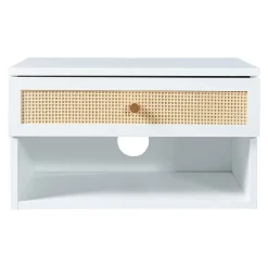 Étagère murale Eiker 40 x 32 x 23 cm blanc aspect rotin en.casa