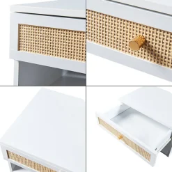 Étagère murale Eiker 40 x 32 x 23 cm blanc aspect rotin en.casa