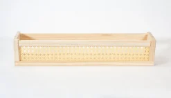 Étagère murale en bois effet chêne et cannage rotin L.50 x H.10 x P.10 Ariane