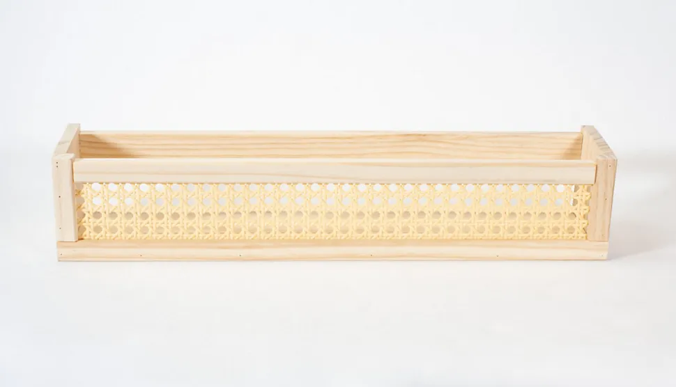 Étagère murale en bois effet chêne et cannage rotin L.50 x H.10 x P.10 Ariane