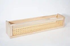 Étagère murale en bois effet chêne et cannage rotin L.50 x H.10 x P.10 Ariane