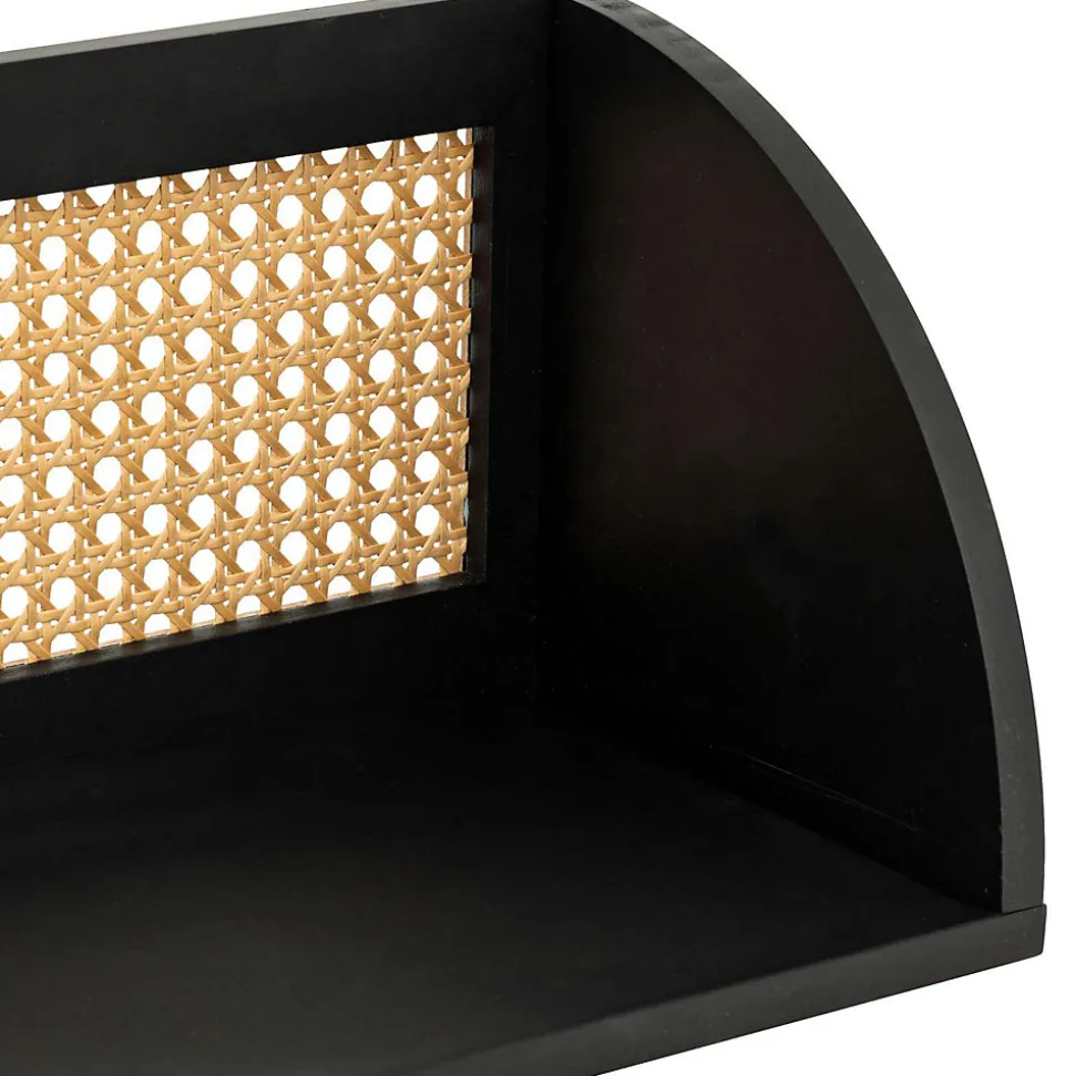 Étagère murale en cannage - Noir et beige