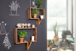 Étagère murale Lot de 2 Bois Massif Étagère Sheesham Étagère à livres FineBuy
