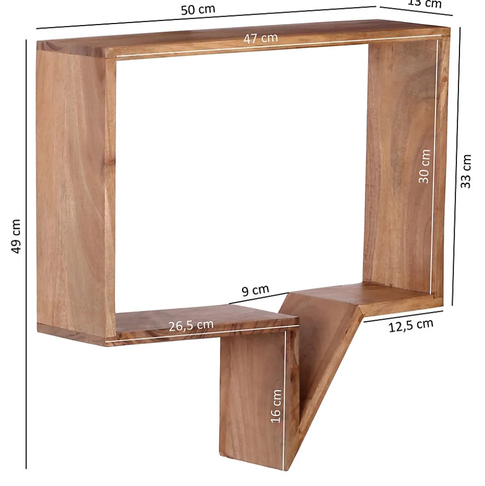 Étagère murale Lot de 2 Bois Massif Étagère Acacia Étagère à livres FineBuy
