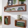 Étagère murale Lot de 3 Bois Massif Étagère en bois Étagère à livres FineBuy