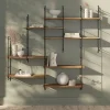 Étagère murale modulable 7 tablettes et 6 échelles effet noyer GoodHome Rigga H. 129 x L. 140 x P. 19 cm