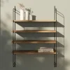 Étagère murale modulable 4 tablettes et 2 échelles effet noyer GoodHome Rigga H. 87 x L. 60 x P. 19 cm
