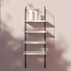 Étagère murale modulable 4 tablettes et 2 échelles blanc GoodHome Rigga H. 87 x L. 30 x P. 19 cm