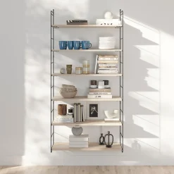 Étagère murale modulable 6 tablettes et 2 échelles effet chêne GoodHome Rigga H. 171,2 x L. 80 x P. 29 cm