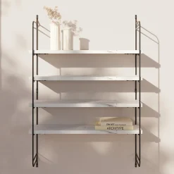 Étagère murale modulable 4 tablettes et 2 échelles effet marbre GoodHome Rigga H. 87 x L. 60 x P. 19 cm