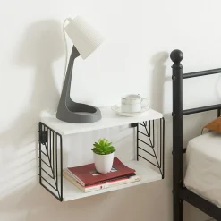 Étagère murale Moss 39 x 18 x 23 cm noir blanc en.casa