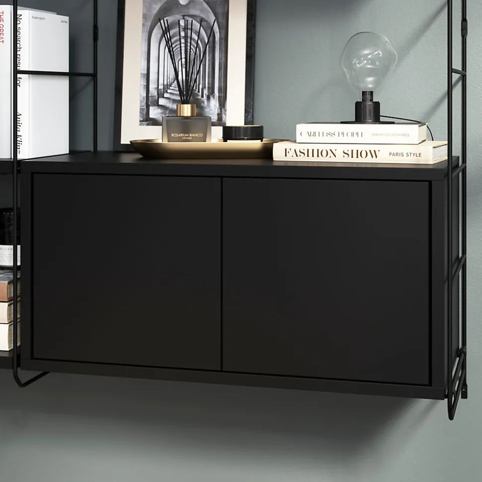 Étagère murale rectangulaire avec portes GoodHome Rigga noir L. 60 cm