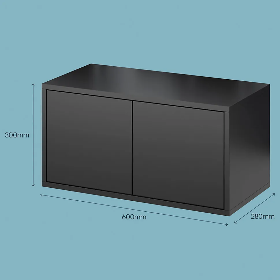 Étagère murale rectangulaire avec portes GoodHome Rigga noir L. 60 cm