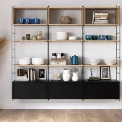 Étagère murale rectangulaire avec portes GoodHome Rigga noir L. 60 cm