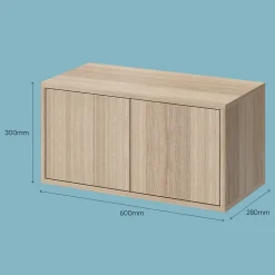 Étagère murale rectangulaire avec portes GoodHome Rigga effet chêne L. 60 cm
