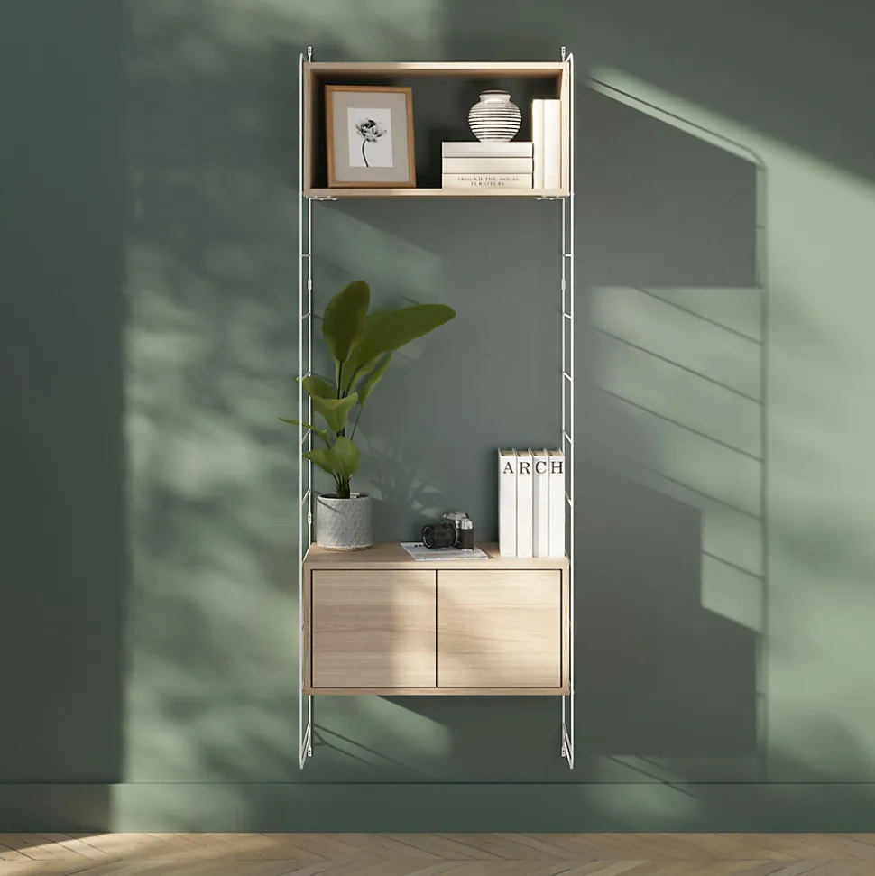 Étagère murale rectangulaire avec portes GoodHome Rigga effet chêne L. 60 cm