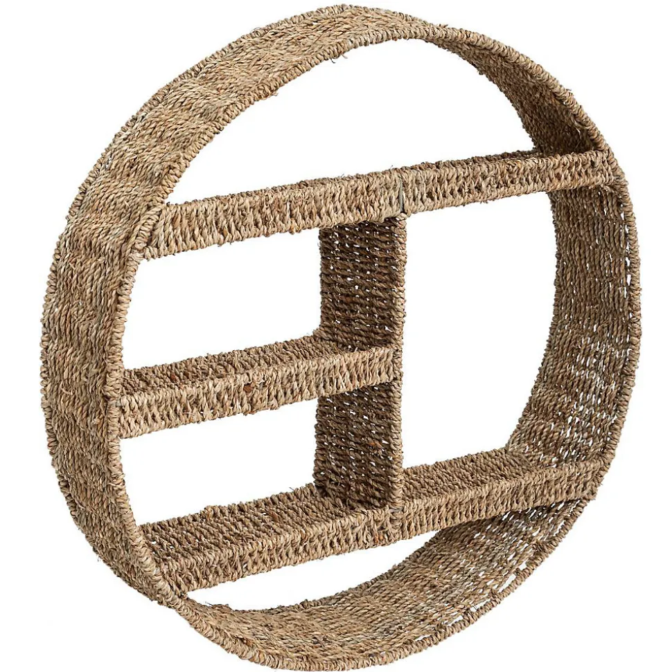 Étagère murale ronde - métal & fibre naturelle D58 cm - Atmosphera