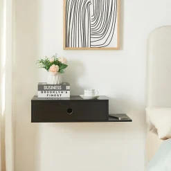 Étagère murale Stor 65 x 30 x 15 cm noir en.casa