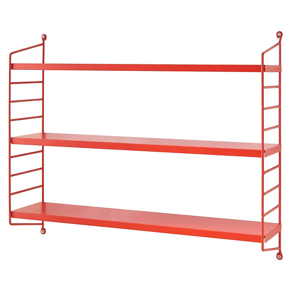Étagère murale Strängnäs à 3 niveaux modulables 50 x 60 x 15 cm rouge en.casa