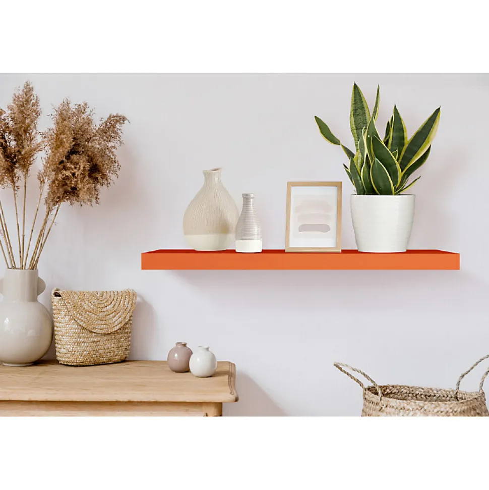 Étagère murale, étagère alvéolée, étagère en bois, étagère murale, orange, 80x25x5 cm - Minerva