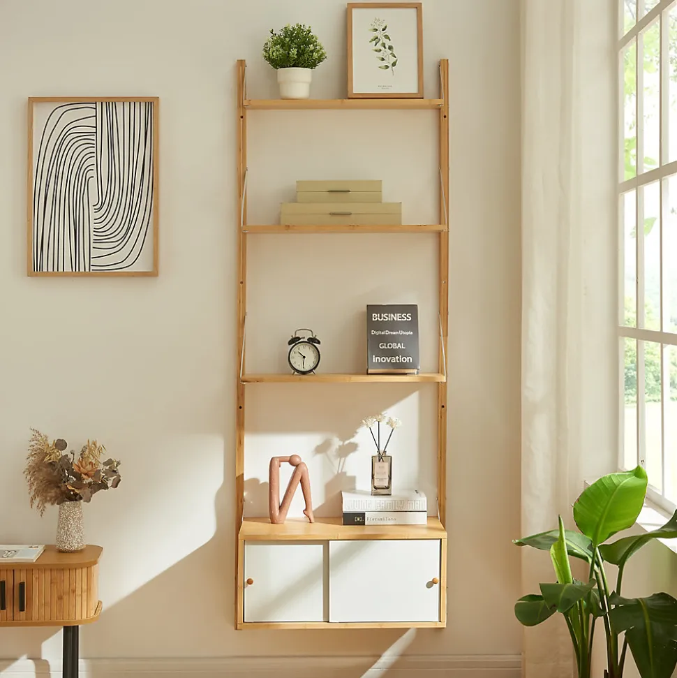 Étagère murale Tingvoll bambou 176 x 65 x 34 cm naturel en.casa