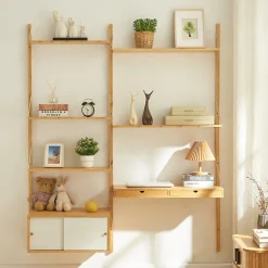 Étagère murale Tingvoll bambou 176 x 147 x 34 cm naturel en.casa