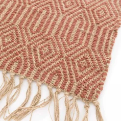 Tapis à franges en jute naturel tissé main terracotta 200 x 290 cm Oviala