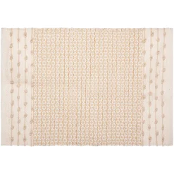 Tapis à franges imprimé Atmosphera coton beige L.90 x l.60 cm