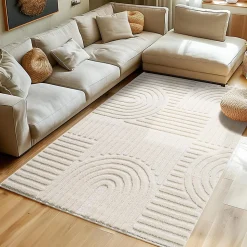 Tapis à relief Lena Crème 80x250cm