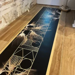 Tapis antidérapant - Boho Chic - vinyle - int./ext. - Noir - 50x200cm