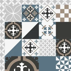 Tapis antidérapant - Ciment Style Dulce - vinyle - int./ext. - Bleu - 50x120cm