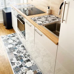 Tapis antidérapant - Ciment Style Dulce - vinyle - int./ext. - Bleu - 50x120cm