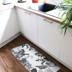 Tapis antidérapant - Végétal - vinyle - int./ext. - Noir - 50x120cm