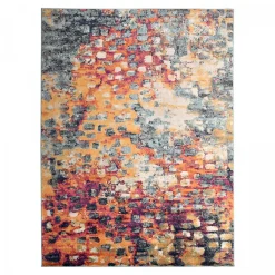 Tapis art abstrait - PF DESI Couleurs vives, bleu, orange, rose