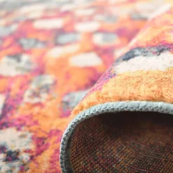 Tapis art abstrait - PF DESI Couleurs vives, bleu, orange, rose