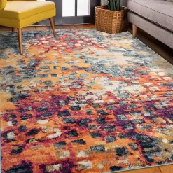 Tapis art abstrait - PF DESI Couleurs vives, bleu, orange, rose