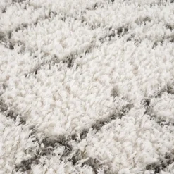 Tapis berbère tissé motif ethnic LYN4 BENYLE B, crème, gris foncé
