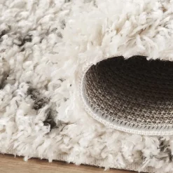 Tapis berbère tissé motif ethnic LYN4 BENYLE B, crème, gris foncé