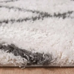 Tapis berbère tissé motif ethnic LYN4 BENYLE A, crème, gris foncé