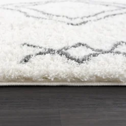 Tapis berbère tissé motif ethnic LYN4 DOUX 3, crème, gris foncé