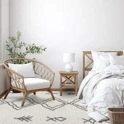 Tapis berbère tissé motif ethnic LYN4 DOUX 3, crème, gris foncé