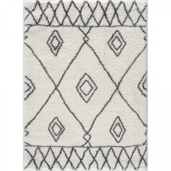 Tapis berbère tissé motif ethnic LYN4 DOUX 2, crème, gris foncé