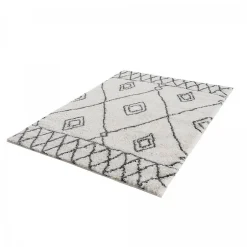Tapis berbère tissé motif ethnic LYN4 DOUX 2, crème, gris foncé