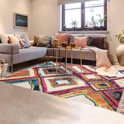 Tapis berbère tissé motif ethnic LYN5 OURIKA D, violet