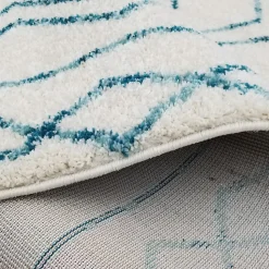 Tapis berbère tissé motif ethnic LYN5 MADIDA, crème, turquoise