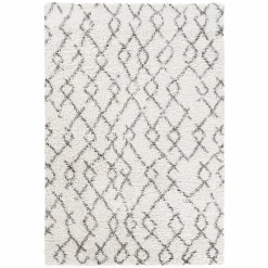 Tapis berbère tissé motif ethnic LYN4 BENYLE B, crème, gris foncé